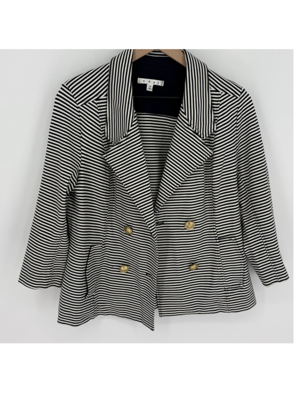 Cabi Life Jacket Striped Nautical Double Breasted Blazer Style #823 Size Medium